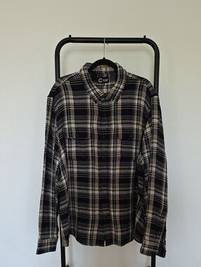 Lucky Brand Plaid Long Sleeve Pullover in Black & Beige. XXL.